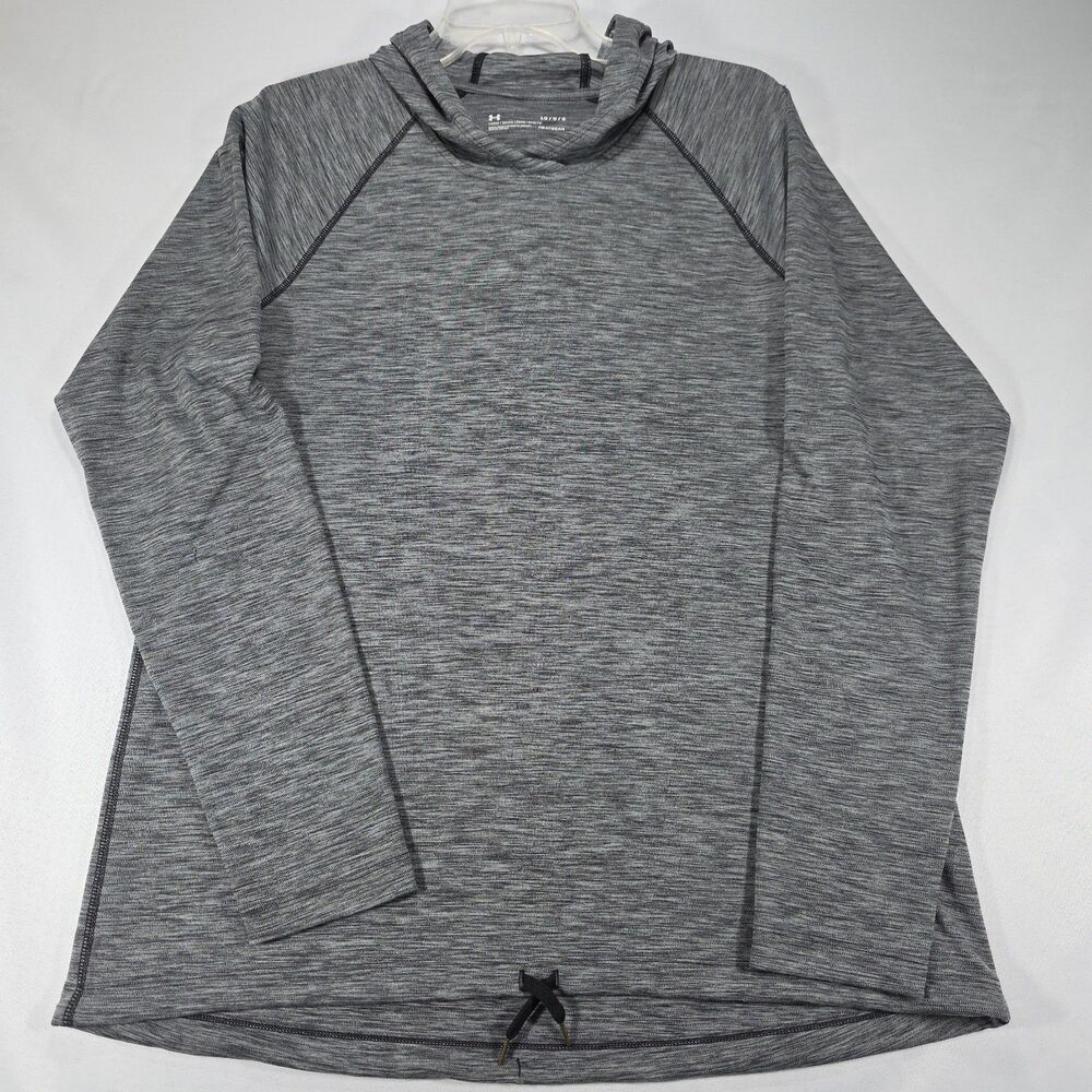 Under Armour HeatGear Womens L Gray Loose Fit Long Sleeve Pullover Hoodie